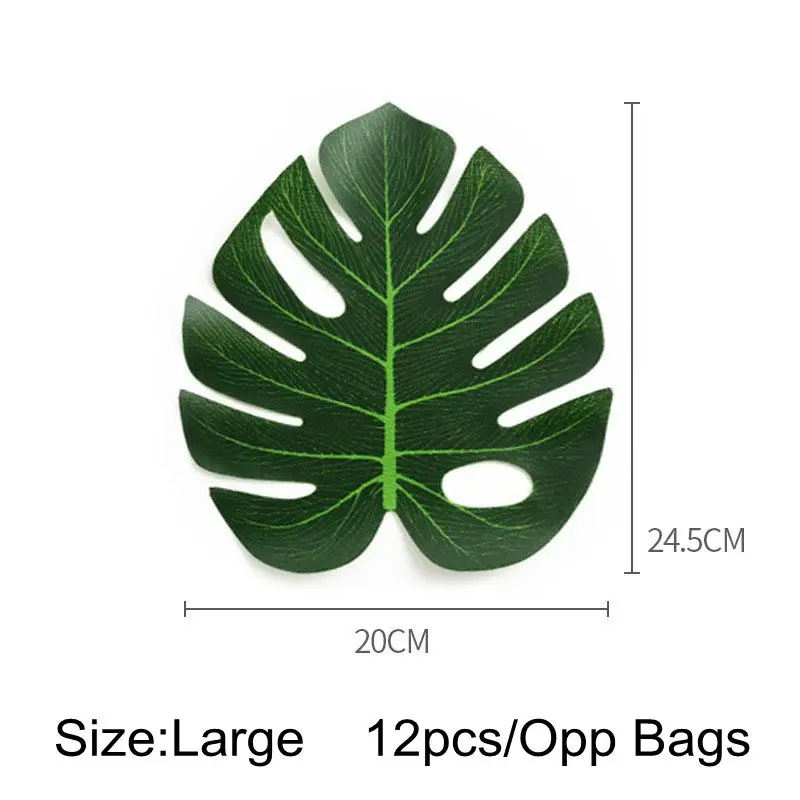 12 قطعة/الوحدة أوراق النخيل الاصطناعية Monstera الخضراء لتزيين حفلات هاواي الاستوائية لوازم مهرجان الزفاف وأعياد الميلاد