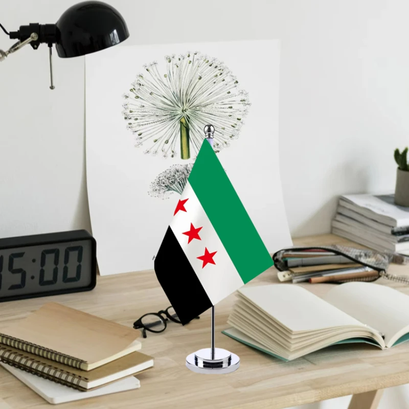 Metal and Plastic Syria Desk New Flag 14*21cm Conference Negotiation Flag Product Display Office Top Desk Ornaments Flags