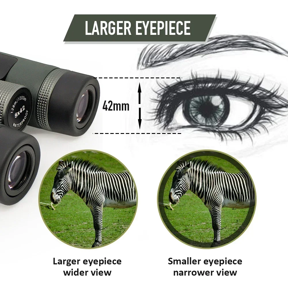 Télescope Compact 8x42 de toit de jumelles imperméables de Perception 10x42 ED pour la chasse