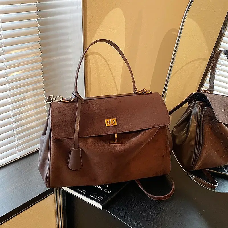 

Большая вместительная осенне-зимняя сумка-тоут, женская матовая сумка под мышками в стиле ретро, новая сумка через плечо, сумка на одно плечо