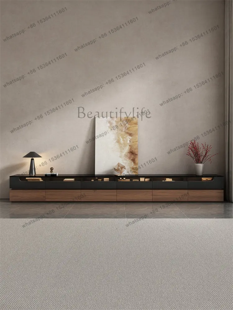 

Solid wood high floor TV cabinet light luxury high-end living room home