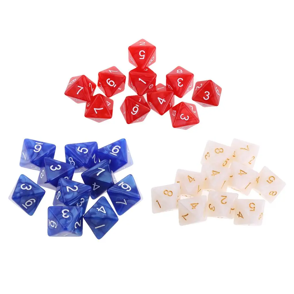 Set mit 30 Stück 8-seitigem D8-Polyeder für Brettspiel-Spielzeug, Tisch-Rollenspiel