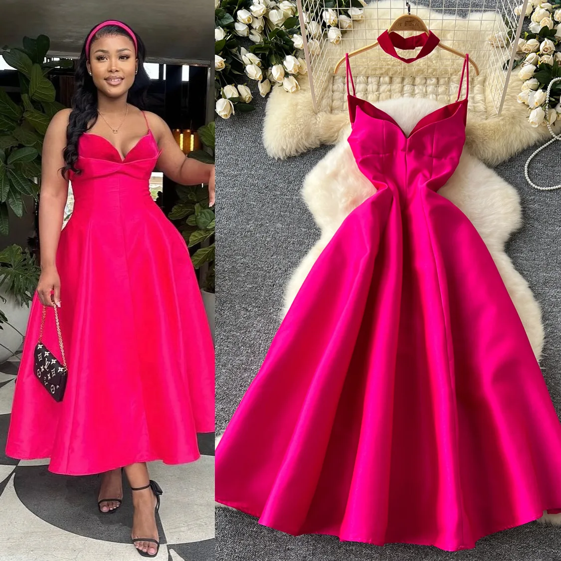

Gown Dress Women Long Dresses Sexy Party Night A Line Sling Vestidos Slim Fit V Neck Sleeveless Elegant Splice Y2k Streetwear