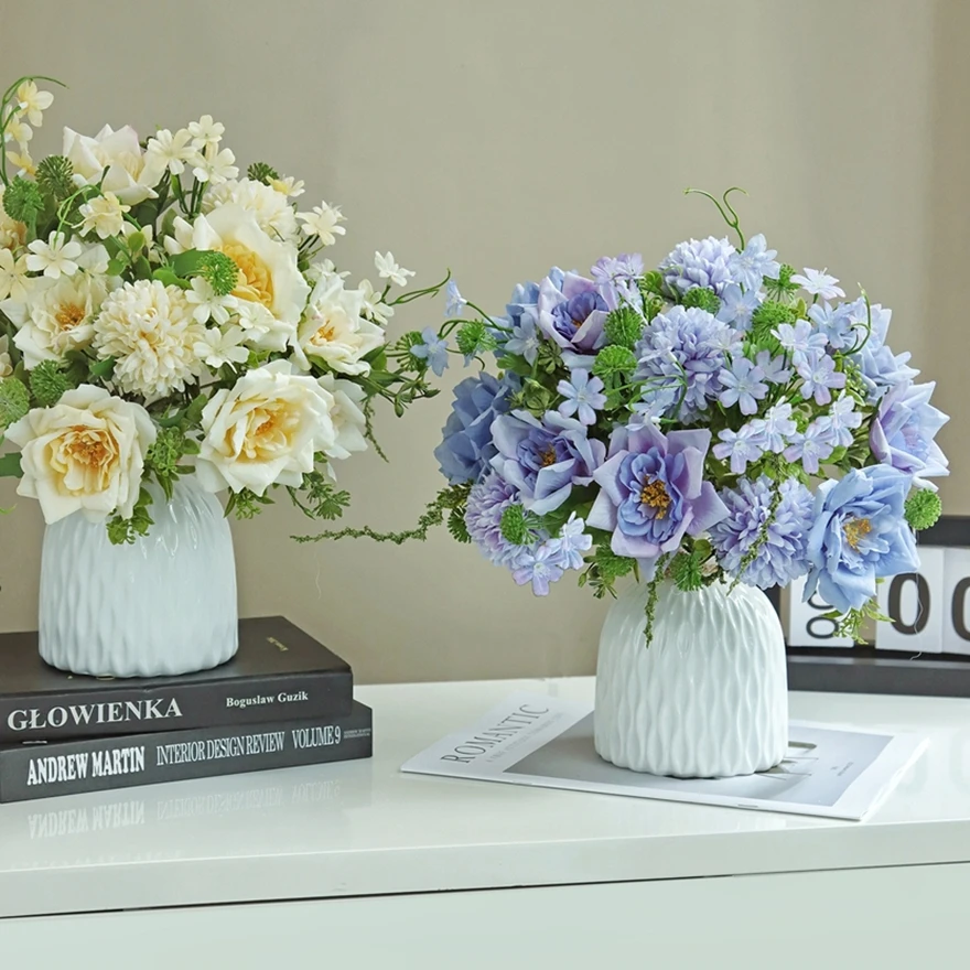 

Silk Artificial Flowers Onion Fluff Horn Roses Wedding Home Bedroom Table Decor Colorful Bridal Bouquets Banquets Hall Ornaments