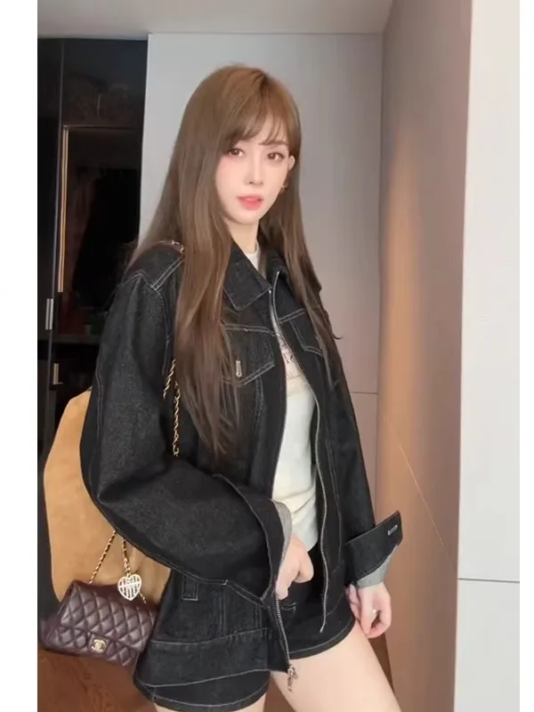 

Mimius London Leisure Lazy Vintage Denim Jaet orts Set Women's Faion Casual Sle Long Sve Autumn Spring Collection