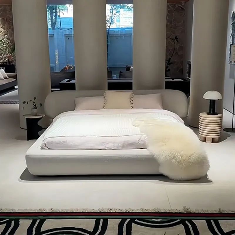 

Oak Bedrooms Set Bed Double Lumbar Support Beige Modern Storage Frames Bed Solid Household Wood Letto Matrimoniale Furniture