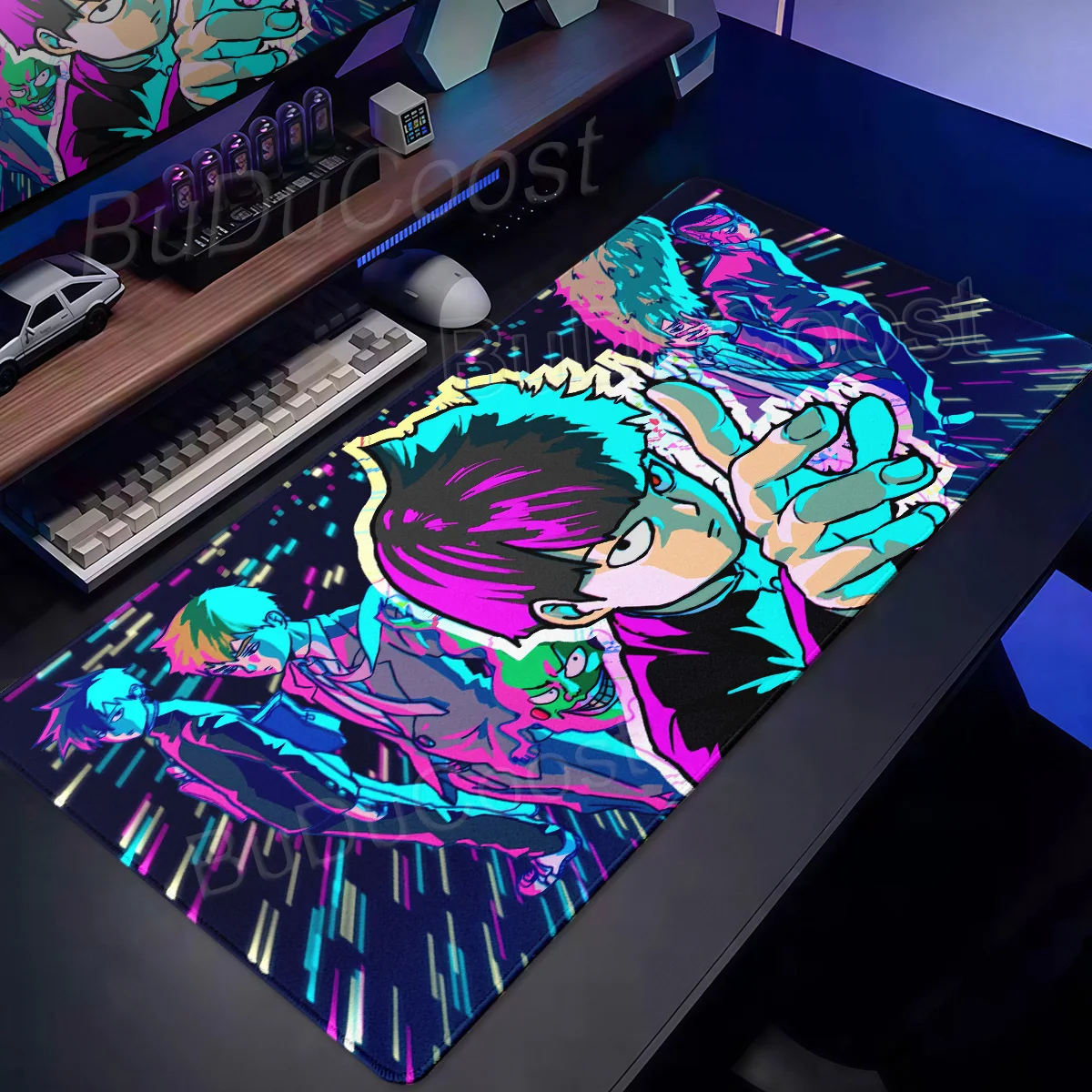 Cool Anime M-Mob Psycho 100 Mouse Pad PC Gaming Mechanical Keyboard Mat Rubber Washable Non-Slip Locking Edge Tablemat Home Rug