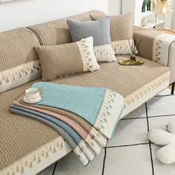 1pc Luxurious Feather Embroidery Quilted Sofa Cover - Protects and Enhances Couch Elegant Home Decor Sofa towel for living room