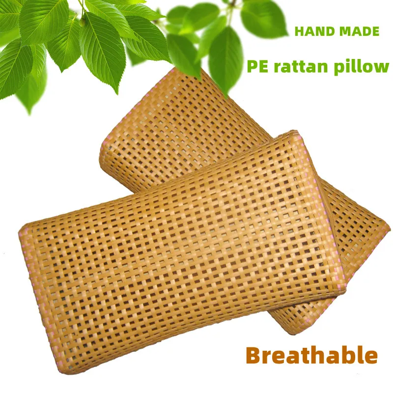 Hand made summer bamboo braided pillow PE rattan bamboo braided hollow summer cool pillow
