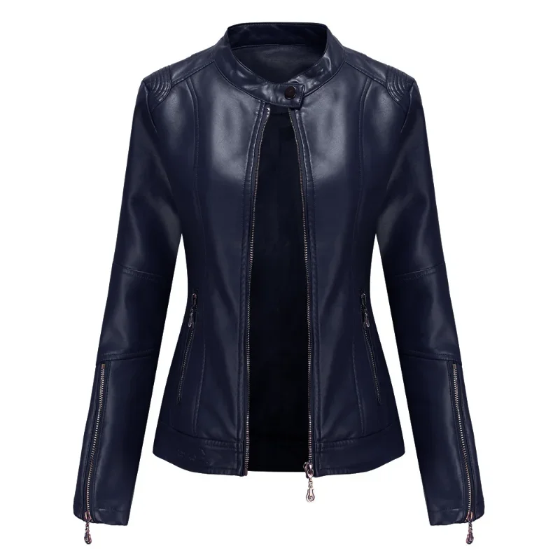 Imagem -02 - Btqwfd-jaqueta de Couro para Mulheres Cabolsas de Manga Comprida Roupas Femininas Outwear de Motociclistas Moda Novo Primavera Outono 2023