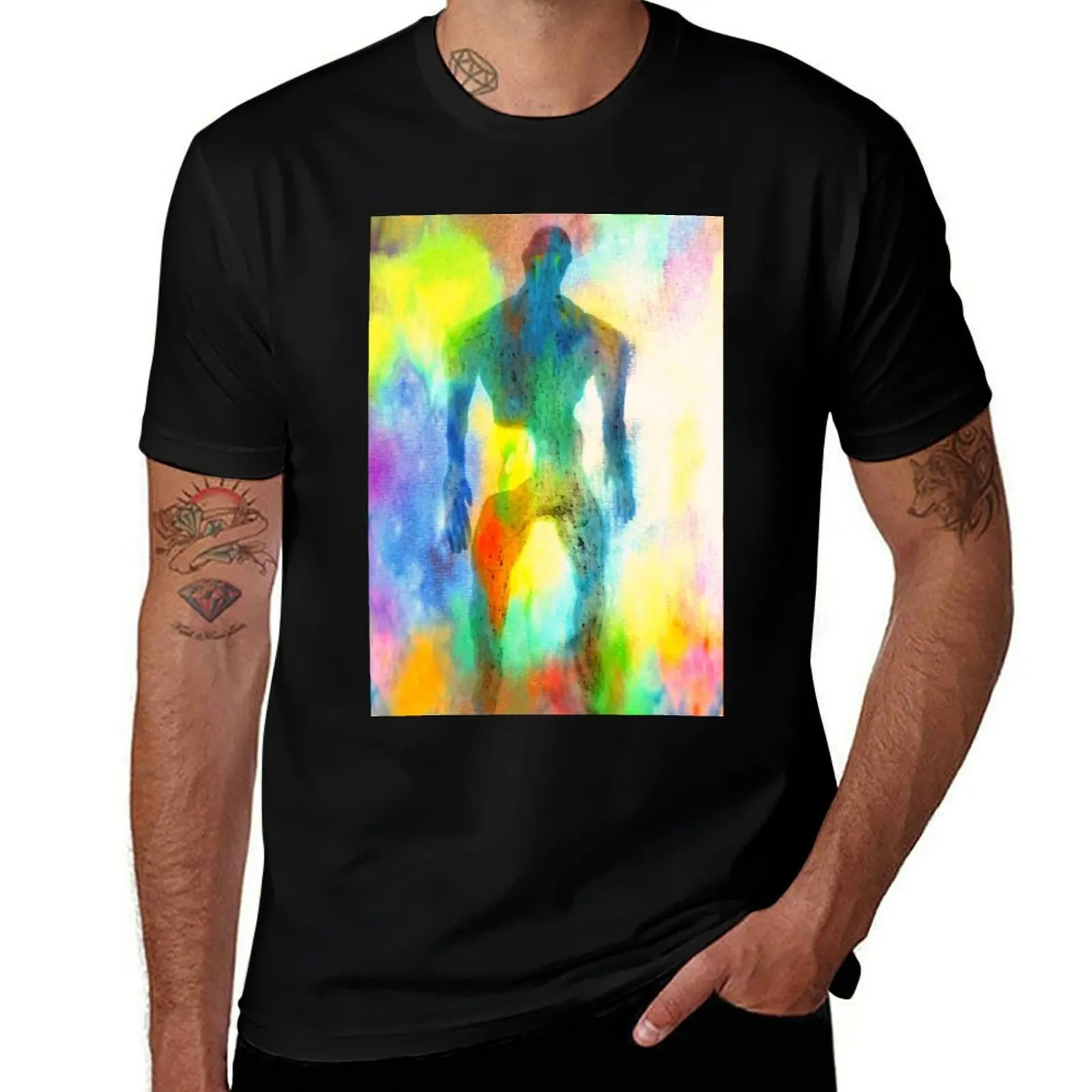 large rainbow coloured spooky man T-Shirt t shirt for man 100 percent cotton T-Shirt