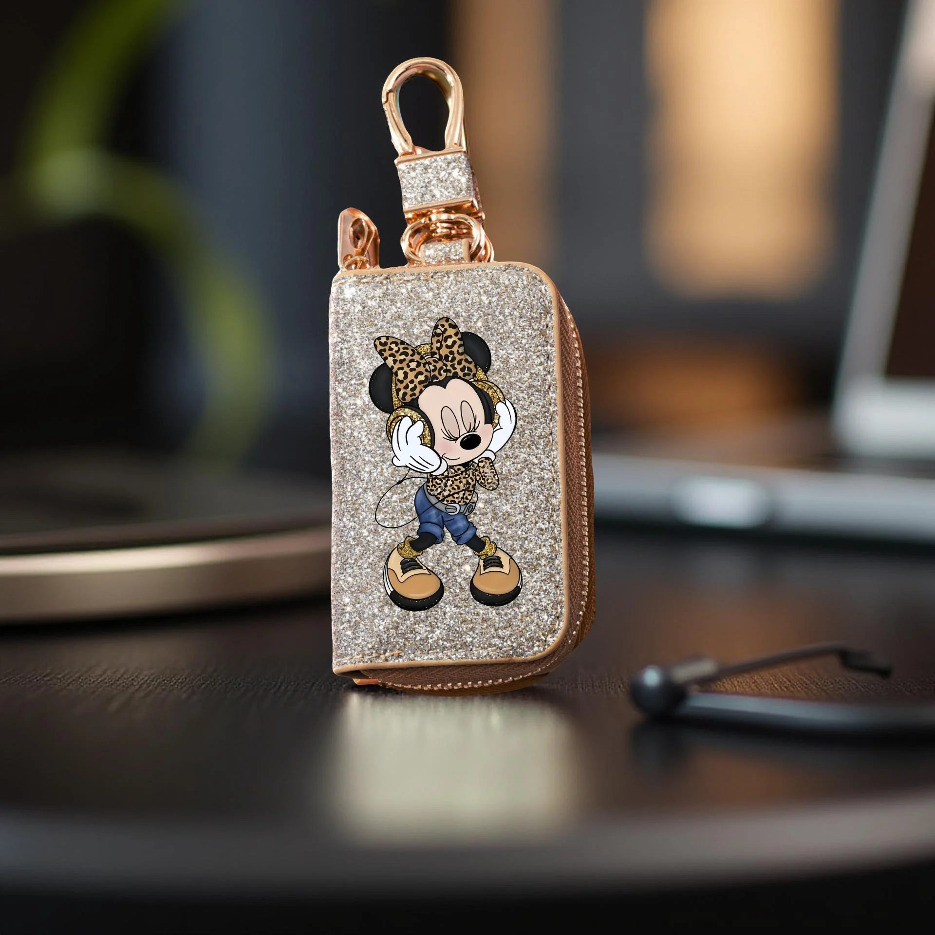 1pc Minnie Key Bag Car Key Organizer With Zipper Multifunctional KeyChain Compact Design For Family Use Bag Pendant Mini Wallet