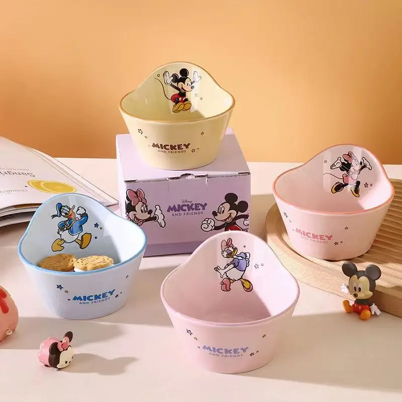 

Disney MickeyMinnie Childrens Bowl Ceramic New Rice Bowl Household High-value Tableware Childrens Eating Bowl Birthday Present