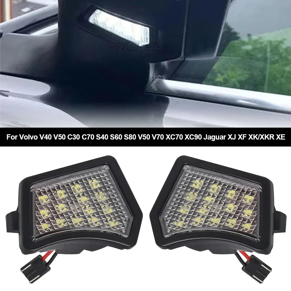 2Pcs For Volvo V40 V50 C30 C70 S40 S60 S80 V50 V70 XC70 XC90 Jaguar XJ XF XK/XKR XE LED Front Under Mirror Lamp Puddle Light
