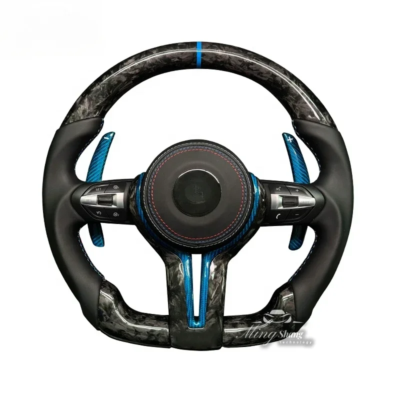 

Suitable for 1/2/3/4- series X1 X3 X4 F10 F30 F35 F80 M2 M3 M4 pure carbon fiber sports steering wheel and blue accessories