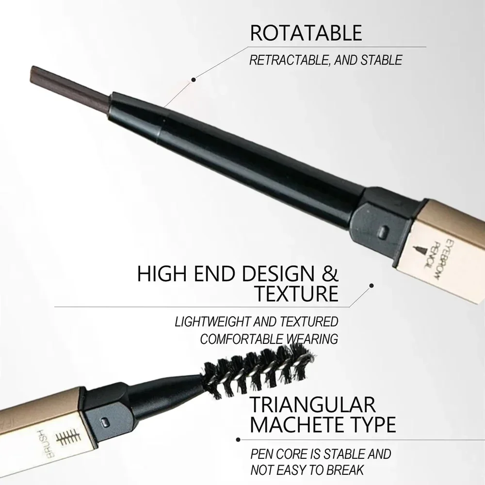 5 kolorów z pędzlem podwójna główka ołówek do brwi wodoodporny gładki sztyft do brwi odporny na pot żel do brwi ołówek do tatuażu kosmetyki