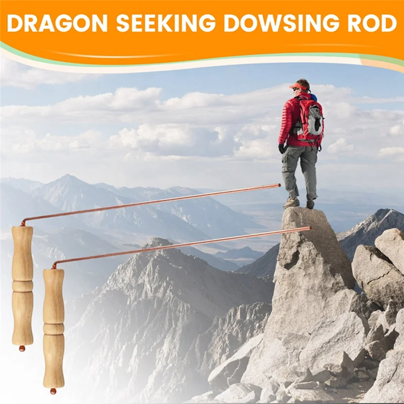 AB06 Набор медных лозоходных стержней для инструмента для гадания - 2 шт. стержни для гадания с ручками из натурального дерева