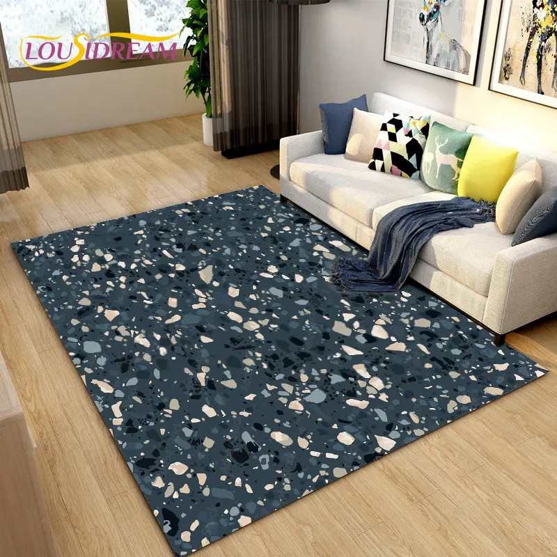 3D Crushed Stone Path Colour Gravel Area Rug Large,Carpet Rug for Living Room Bedroom Sofa Doormat Decoration,Non-slip Floor Mat