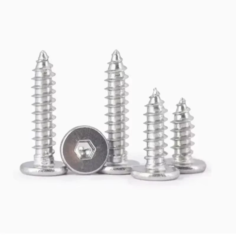 CA 304 Stainless Steel Large Flat Head Plum Tapping Screw Thin Head Star Pointed Tail Wood Screw M2-M6