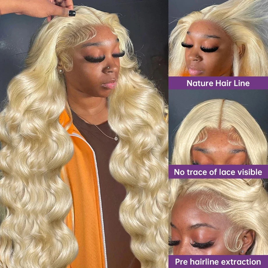 Glueless 613 Lace Frontal Wig 13x6 Honey Blonde Body Wave Lace Front Wig 13x4 Transparent Color Human Hair Wig For Women