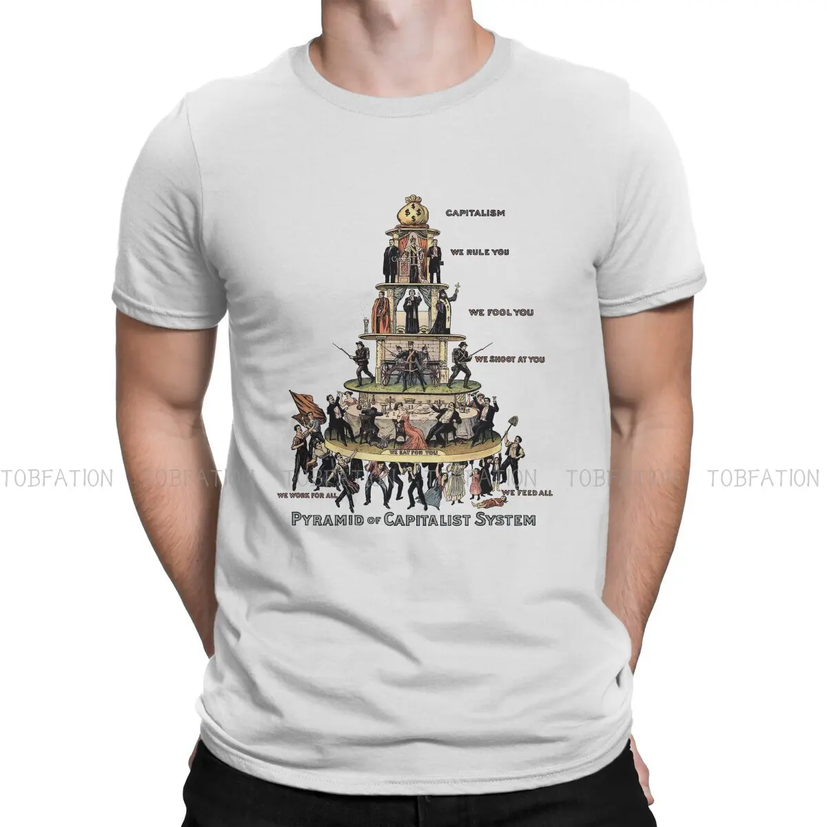 Pyramid Of Capitalist System  Newest TShirts French Revolution Epic Transformation Male Graphic Pure Cotton Tops T Shirt Round