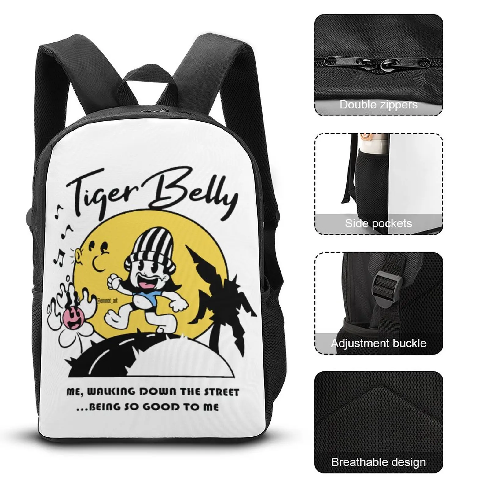 Tigerbelly Lasting Cosy Blanket Roll Set, 3 en 1, 17 "Backpack, Lunch Bag, Pen Bag, Sports Activities, Graphic Vint