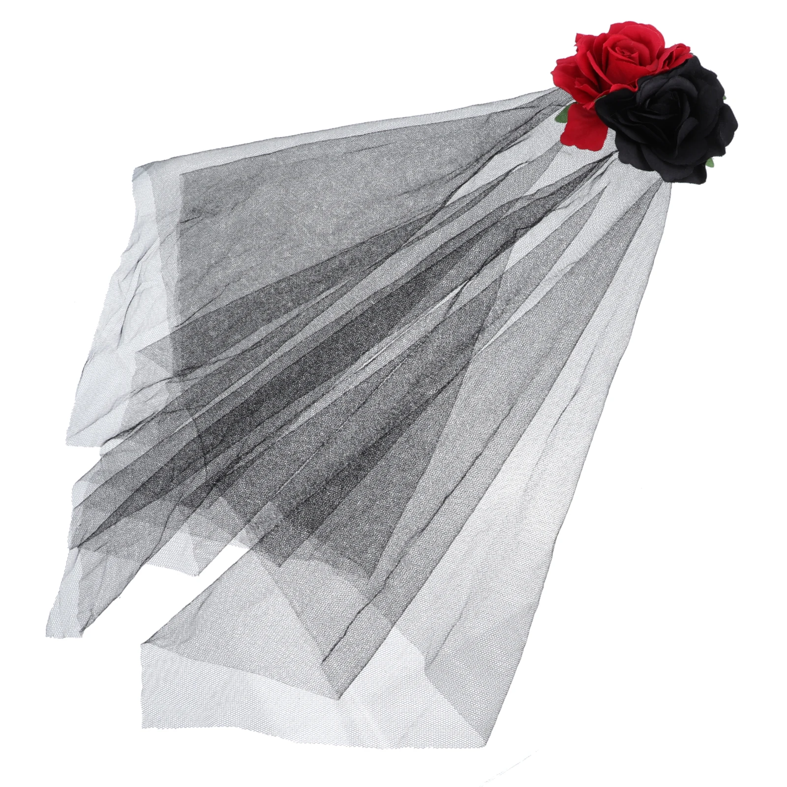 

RedBlackRoseVeilHeadb LongDesignFlexibleHairpinHalloweenPartyMasqueradeCostumeHeaddressFloralDeadDayPropAccessories