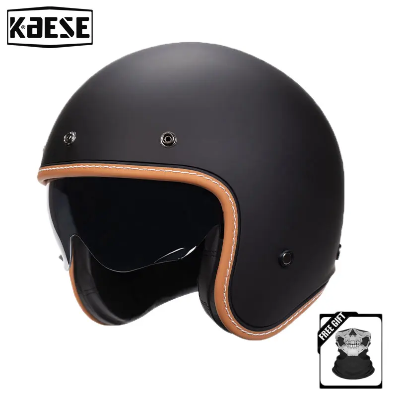 

Vintage 3/4 Open Face Helmet for Men Female Retro Jet Motorcycle Helmets Cafe Racer Half Face Helmet Women DOT Capacete De Moto