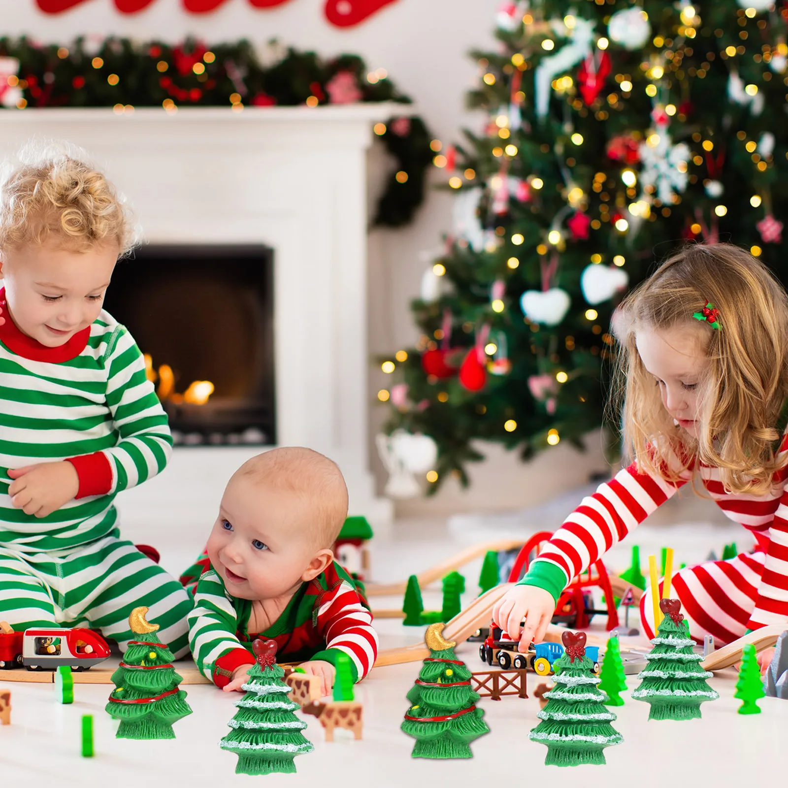 15 pezzi decorazioni per l'albero di Natale ornamento in resina abbellimento creativo per il desktop decorazione festiva dell'albero di pino per l'home office