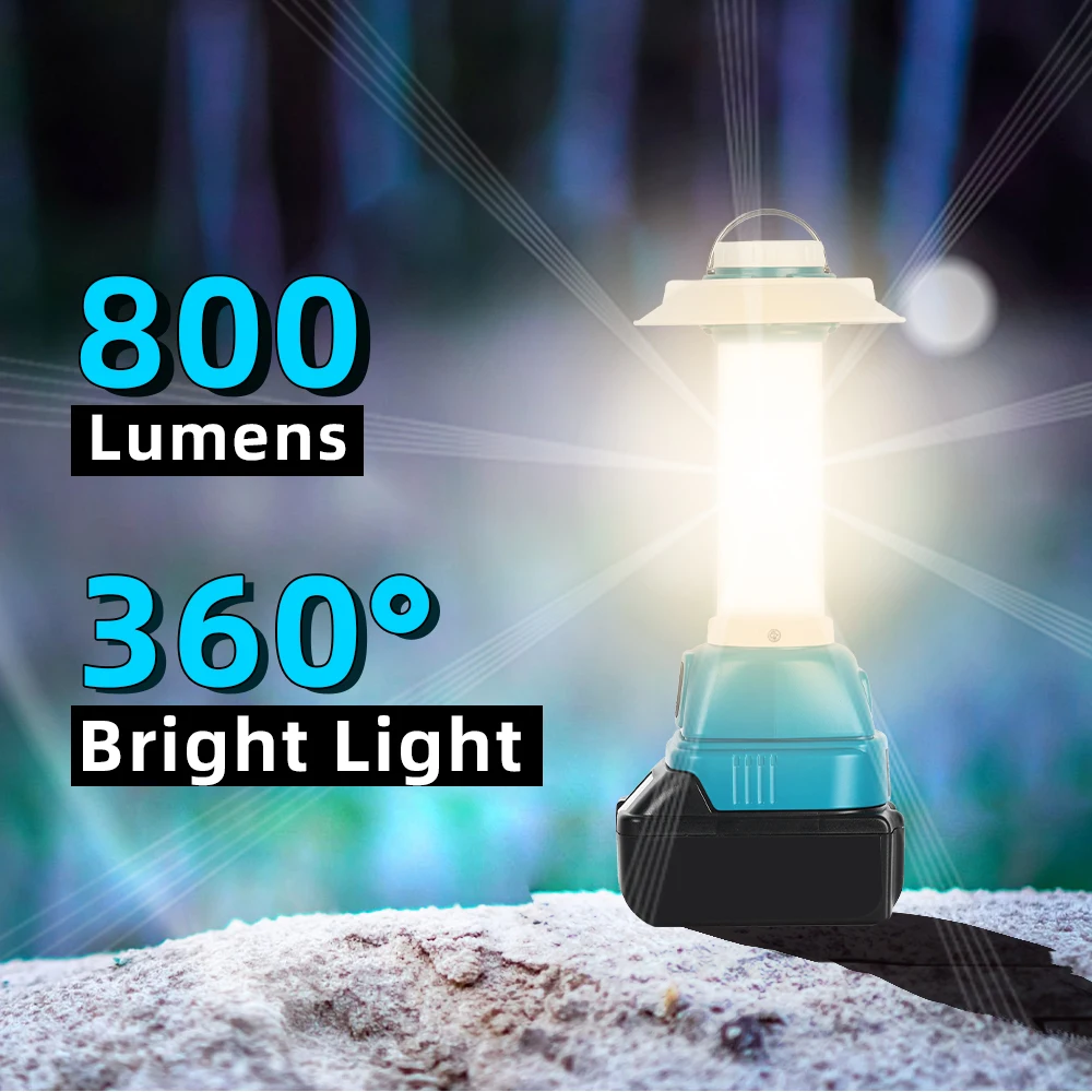 فانوس 800LM لبطارية ماكيتا LXT 14.4 فولت-18 فولت، ضوء تخييم محمول مع USB/Type-C، استخدام الطوارئ (البطارية غير متضمنة)