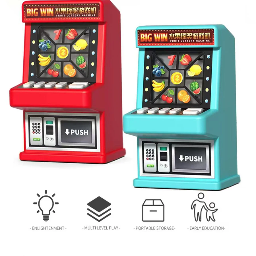 1PC Fruit Lottery Machine Table Toys Multiplayer Retro Competition Party Desktop Game Toy Cartoon Slot Machine Toy Gift for Kid