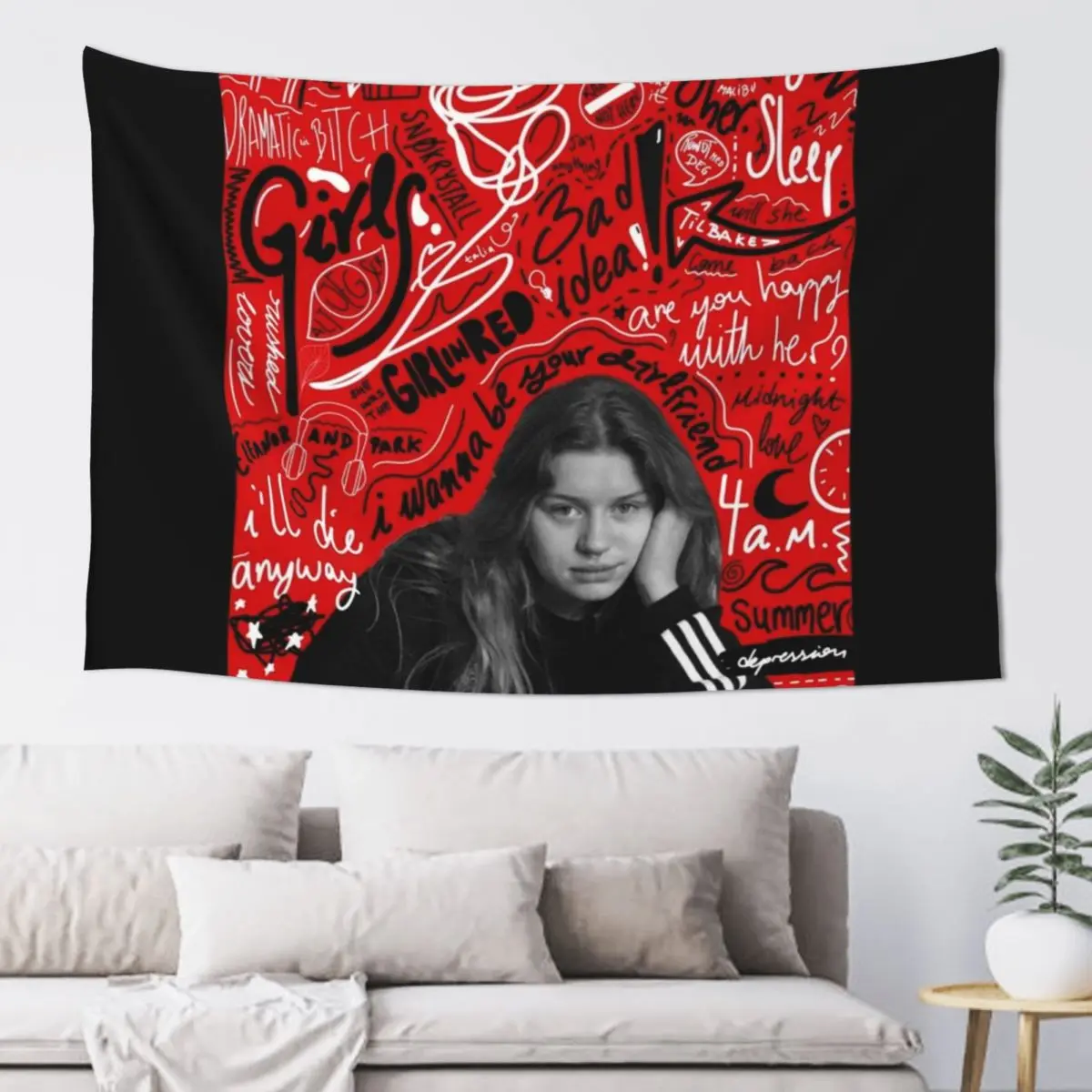 

Girl in red | Songs Tapestry Room Decoration Korean Style Cute Room Decor Decorative Wall Tapestry