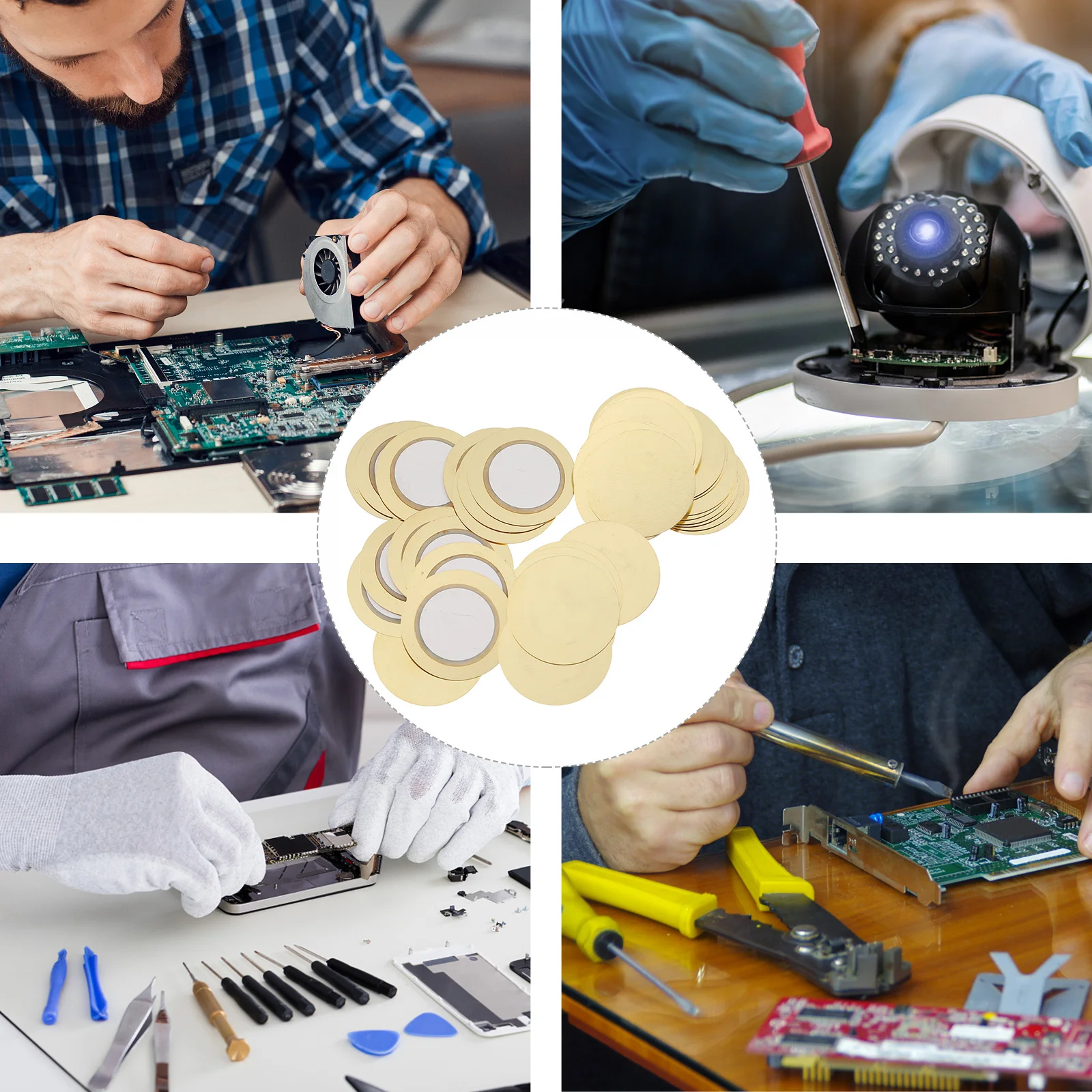 

50pcs Piezo Disc Buzzer Transducer Elements Copper Piezoelectric Ceramic Diaphragm For Vibration Pickup Acoustic Trigger