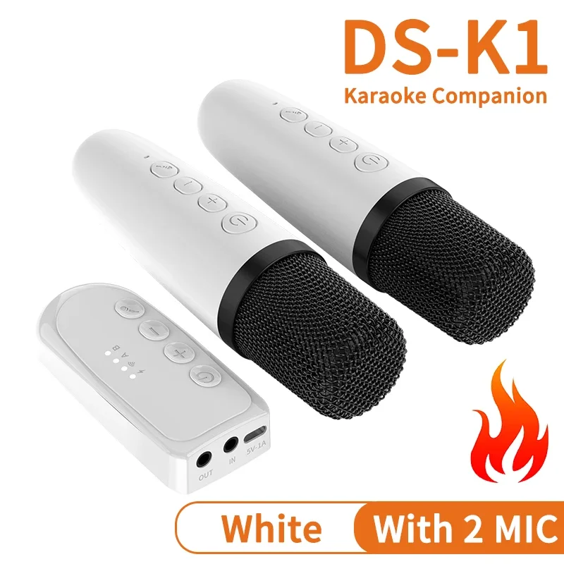 

DS-K1 Karaoke Companion Bluetooth 5.3 Wireless Moving-Coil Microphone KTV Mixer System 3.5MM AUX TypeC Amplifier Host