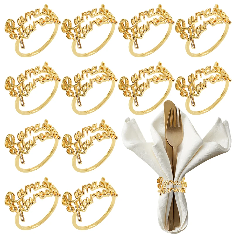 2/4/6pcs Ramadan Kareem Napkin Rings Eid Mubarak Napkin Holder Muslim Islamic Dinner Table Home Decoration Alloy Napkin Buckle