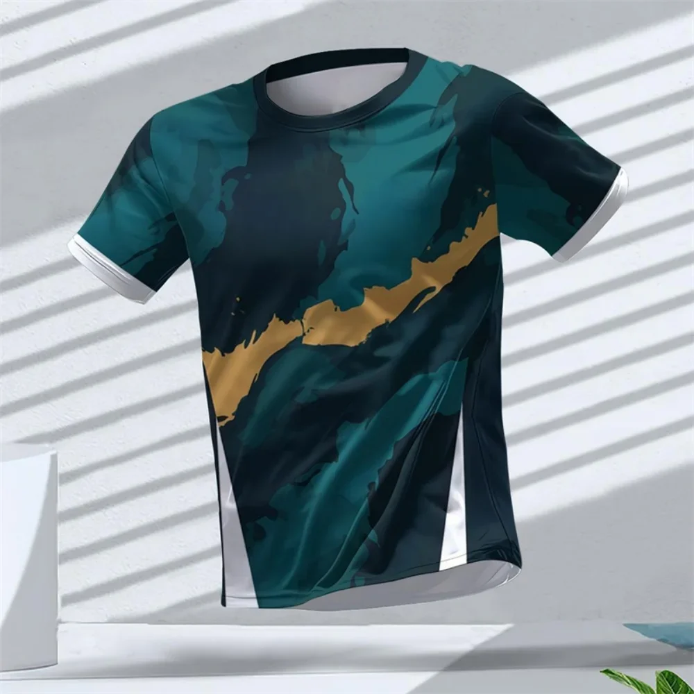 Geometrische Grafik 3D-Gedruckte Sport-T-Shirts Sommer Casual Lauf-Tischtennis-T-Shirts Trendige Streetwear Mode Herren-T-Shirts