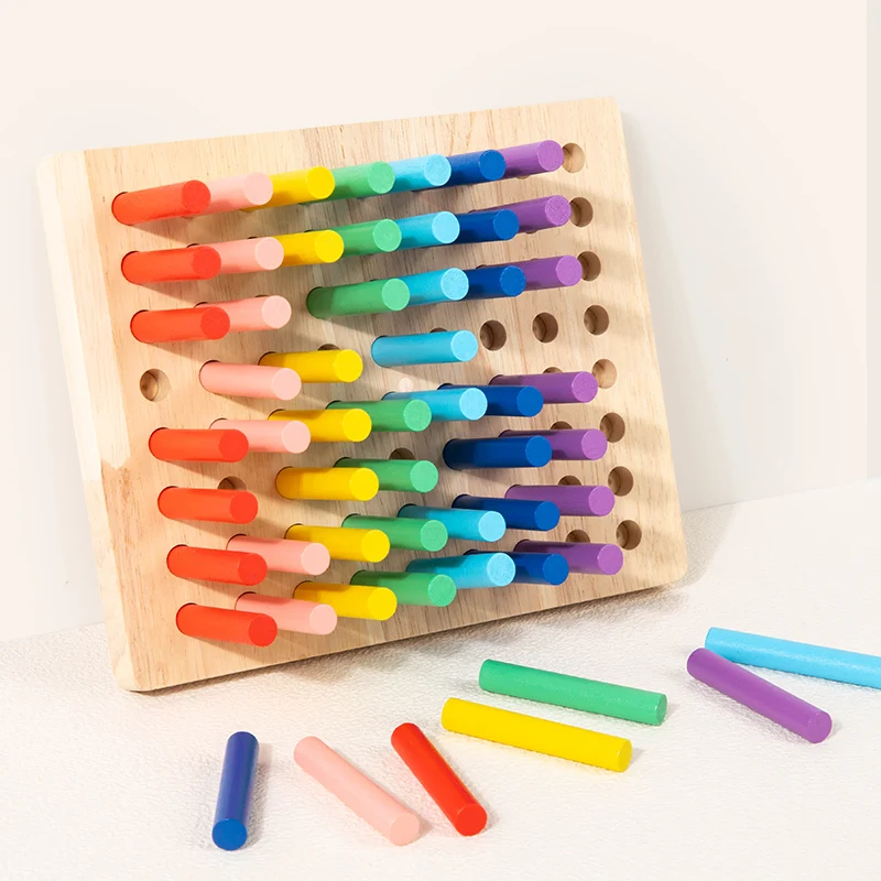 قضيب فئة الألوان الخشبي، لعبة العصي الملونة، لعبة تدريب المحرك الدقيق للأطفال، لعبة إدراك الألوان #4