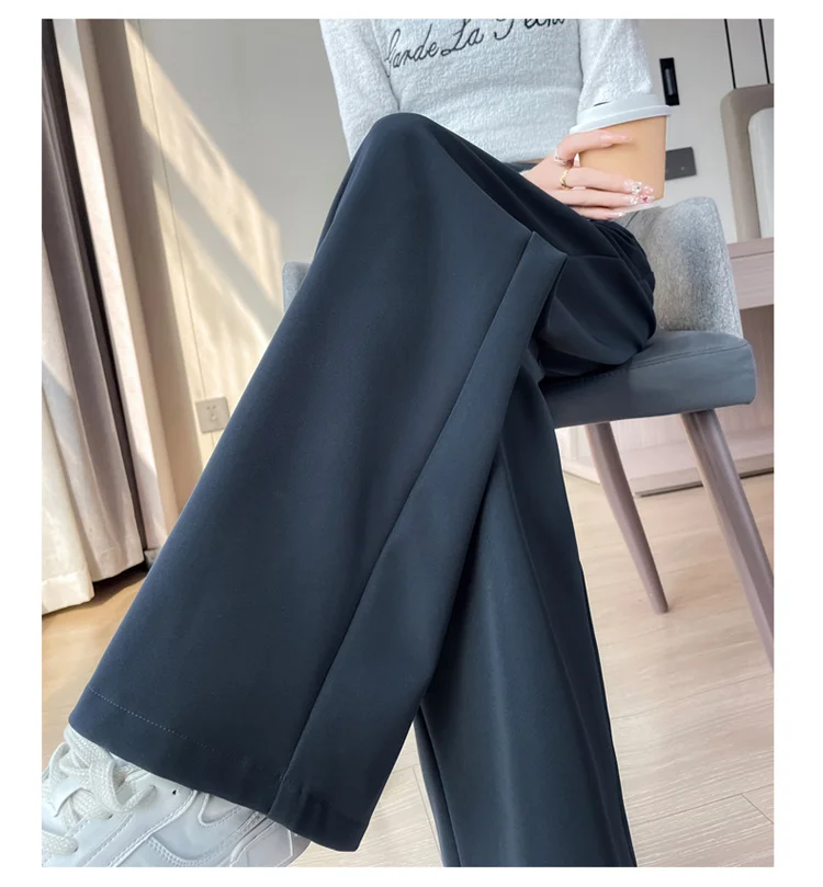 Spring 2024 New Fashion All-Match Simple Office Suit Pants Wide-Leg Pants High Waist Narrow Straight Casual Mop Pants Women