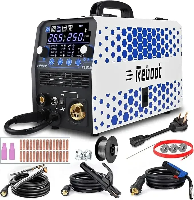 

250Amp 6 in 1 Gas/Gasless Flux Core MIG/Stick/Lift TIG/Spot welding/Spool Gun 120V/240V Aluminum Multi Process Welding