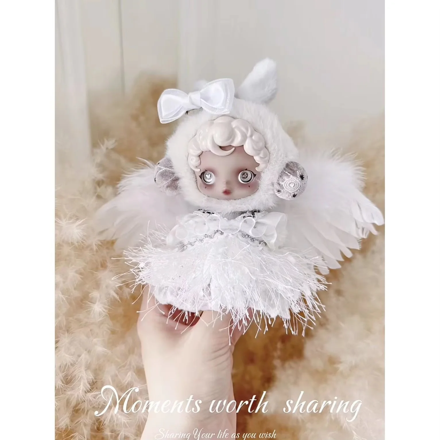 

Новый вязаный комплект одежды для куклы ручной работы, дизайн белого ангела, комплект одежды для куклы 10 см, игрушечные аксессуары для коллекционеров и детей