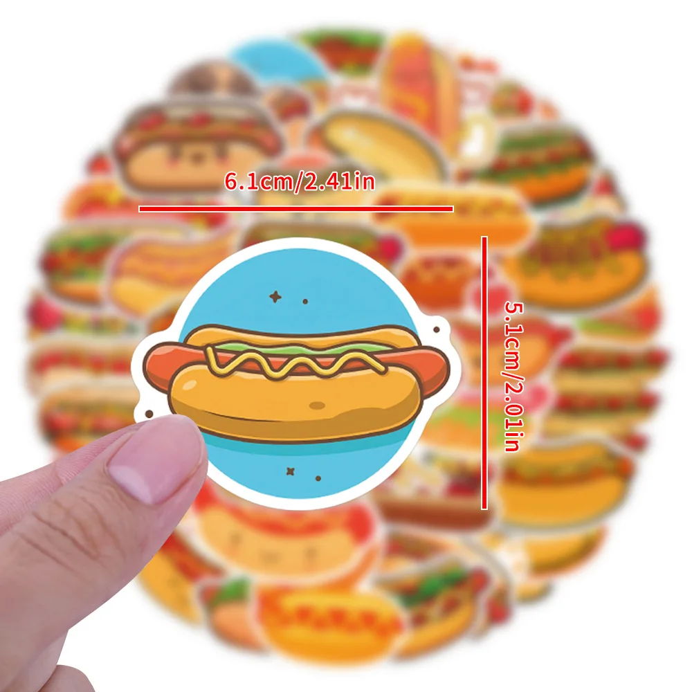 

10/55PCS Hot dog Graffiti Stickers Funny Food Decoration Cartoon Children's Toys Suitcase Fridge Laptop Guitar Car Bike Decals