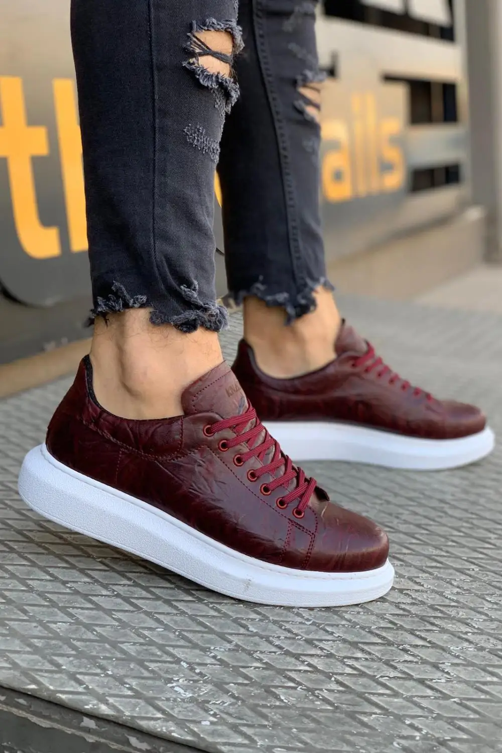 

Knack high sole casual shoes 044 burgundy (patterned)