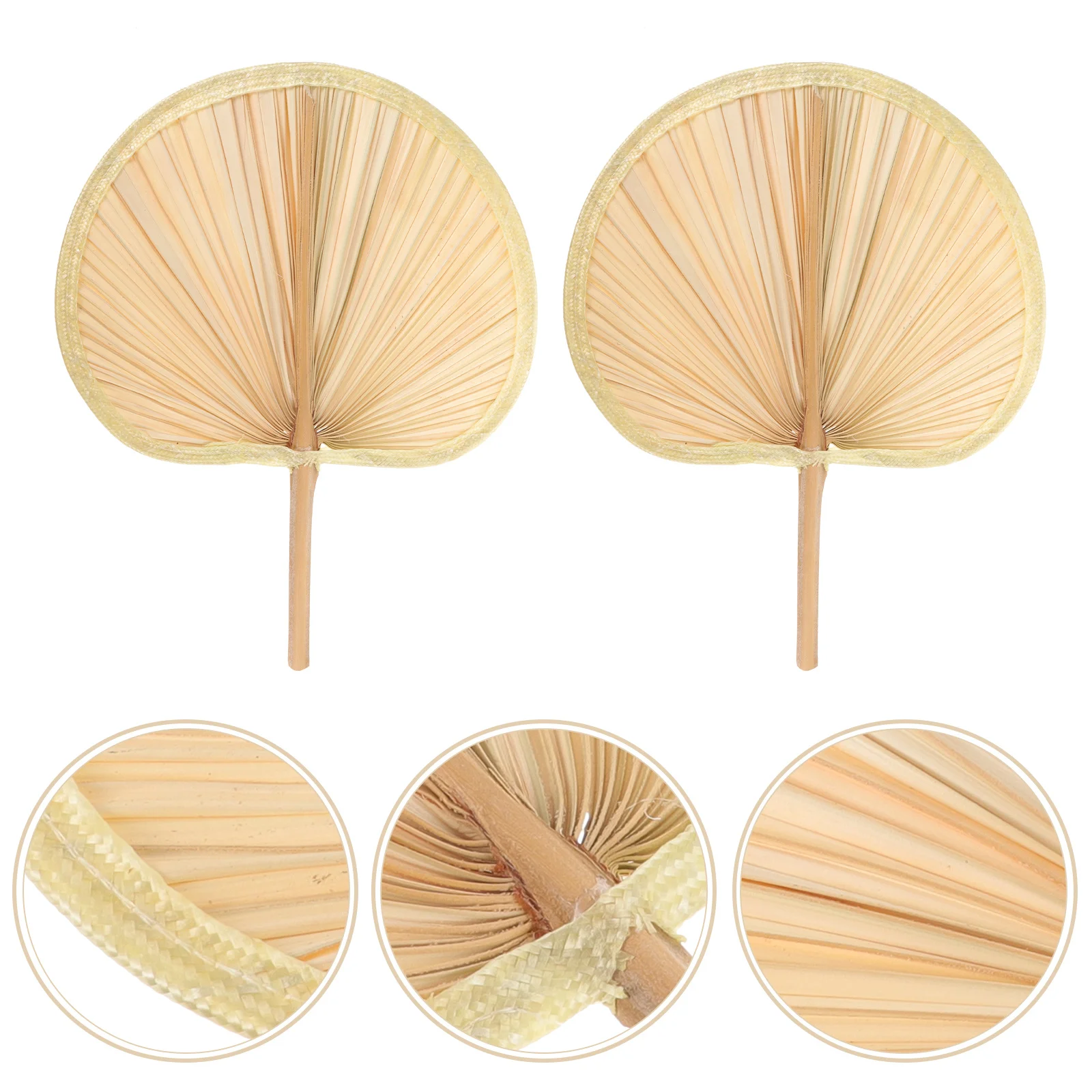 

2Pcs Summer Cooling Fan Handmade from Wood and Banana Leaves Light Hand Fan for Parties Outdoor Events Wall Art Decor