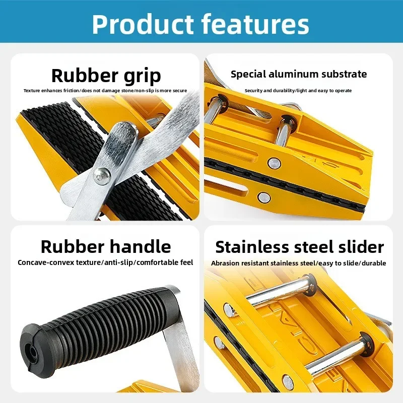 Double‑Hand Stone Slab Carrying Clamp, Labor‑Saving Lifter Tool for Marble, Sintered Stone and Glass Panel Handling