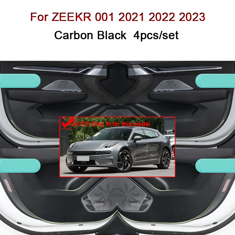 

For ZEEKR 001 2021 2022 2023 Car Door Anti Kick Pad Carbon Fiber Leather Texture Anti Dirt Protective Sticker Auto Accessories