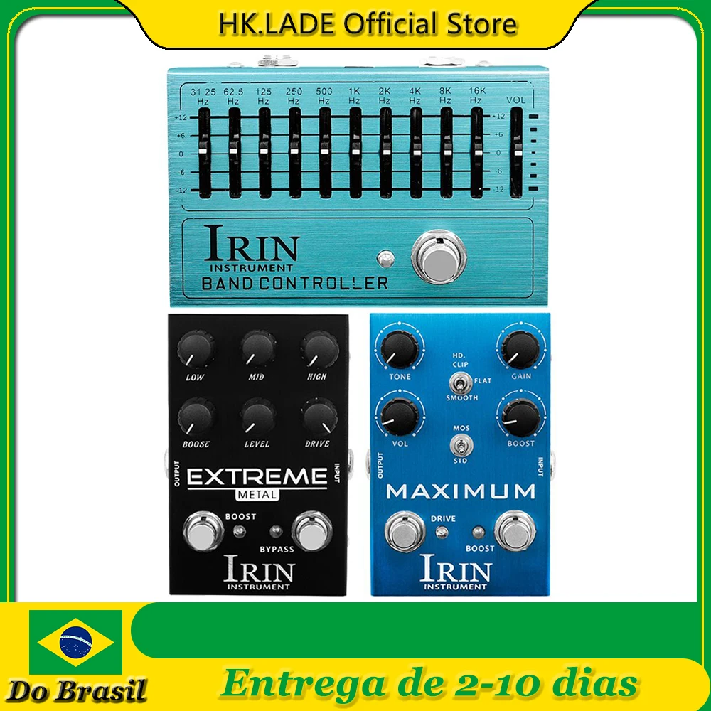 Pedal de efeito de guitarra irin, 10 bandas eq/distorção de metal extrema/despertadura máxima, pedal true bypass, peças e acessórios de guitarra