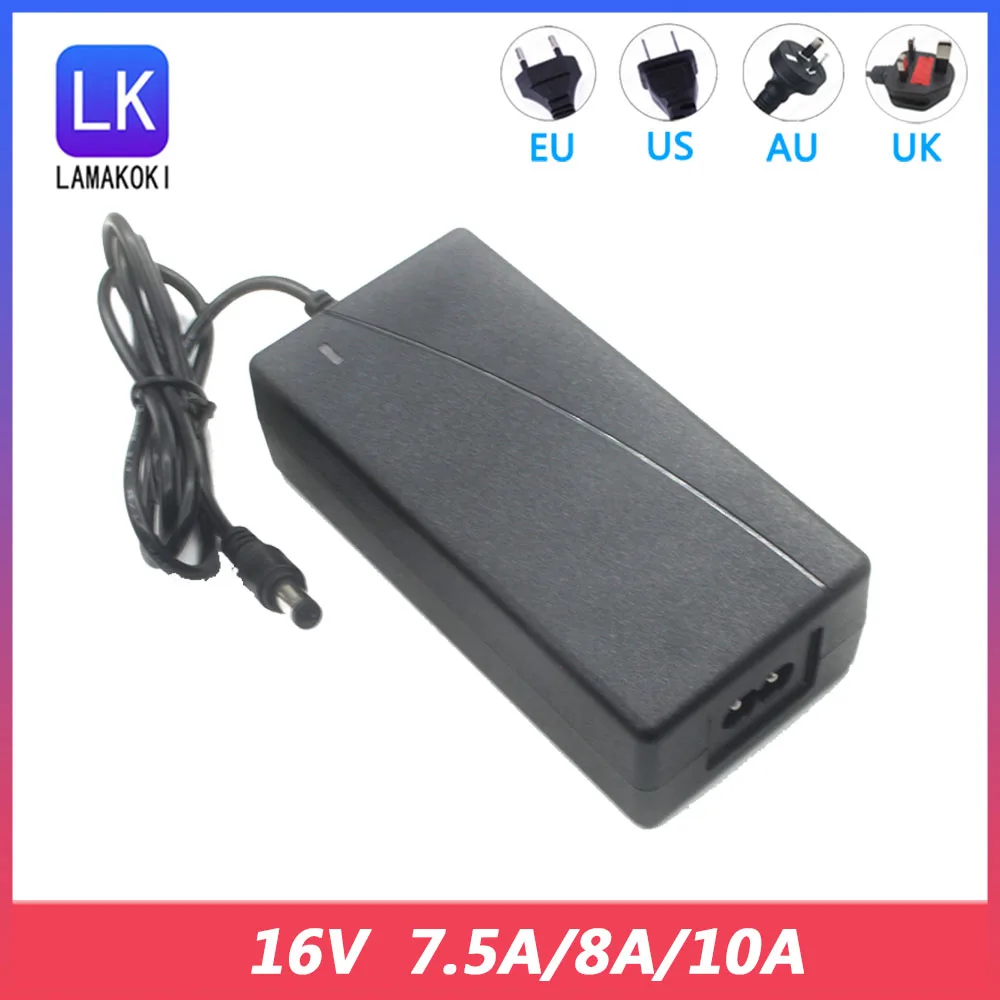 High Quality AC To DC Adapter 16V 7.5A 8A 10A Power Adapter Dc 5.5*2.5/2.1mm Dc 16v Power Supply Adapter