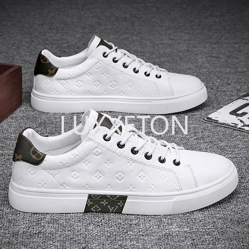 Men Casual Leather Shoes Summer New Fashion Lightweight Leather Breathable Men White Tennis Waterproof Casual Sports Shoes