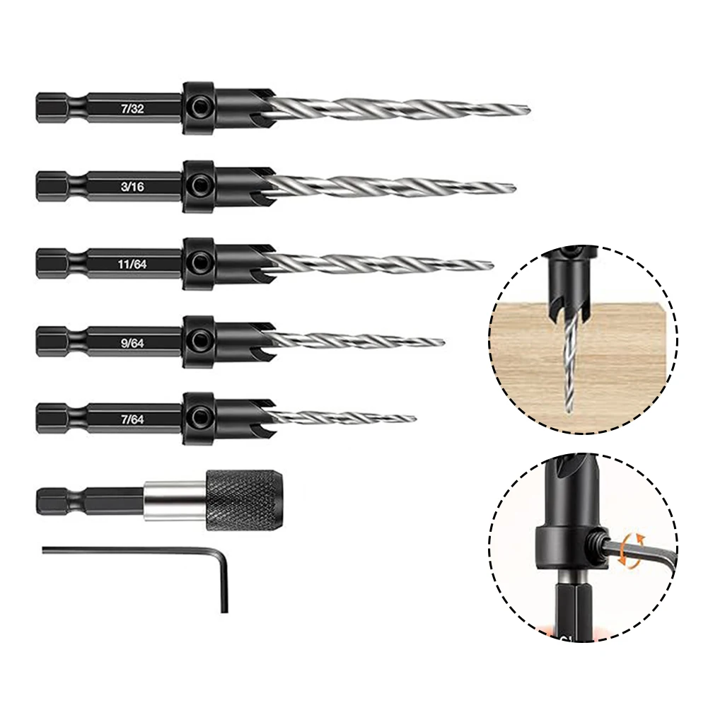 Furniture Makers Drill Bit Countersink Bits Hex Shank HSS Material High Quality Tapered Drill Bits Woodworking