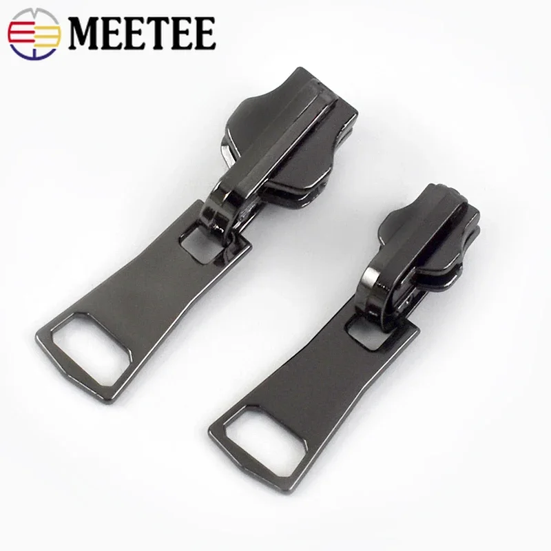 Meetee 5/10Pcs Double-sided Zipper Sliders for 5# 8# Metal Zips Rotatable Puller Jackets and Clothes Sewing Zip Repair Kit